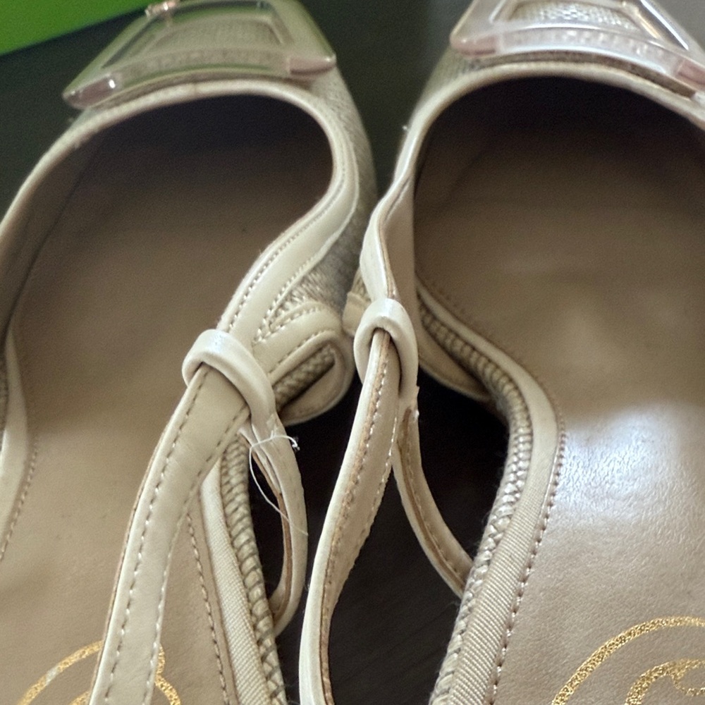 Sam Edelman Beige Woven Slingback Heels - Picture 7 of 8